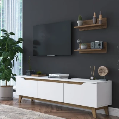 Meuble TV  Zenan avec étagères 180 cm blanc – Image 3