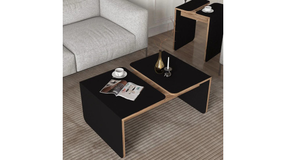 Table basse GIEZA (noir et bois) 90cm B102