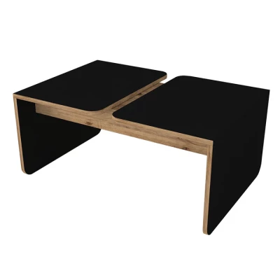 Table basse GIEZA (noir et bois) 90cm B102 – Image 4