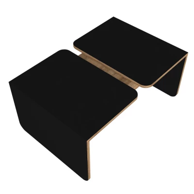 Table basse GIEZA (noir et bois) 90cm B102 – Image 3