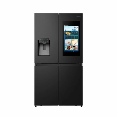 Refrigerateur HISENSE Side By Side 4 Portes 522 Litres Brut Avec Fontaine + Ecran Noir Wifi RC68WC4SB