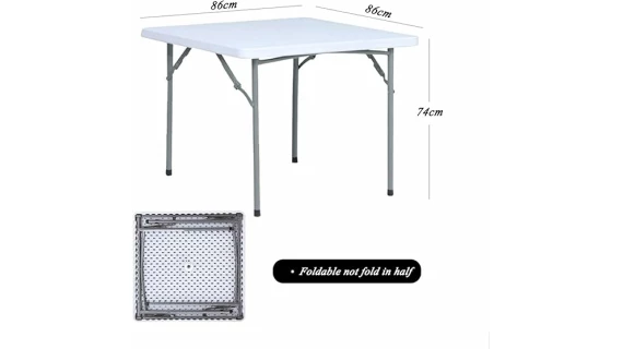 Table de Restauration Pliante - Structure en acier et plateau en résine blanche 860*860*740mm  IM-08 – Image 2