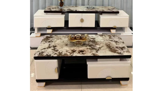 Ensemble Table Télé et Table Basse MARON BEIGE  431+TV431-1