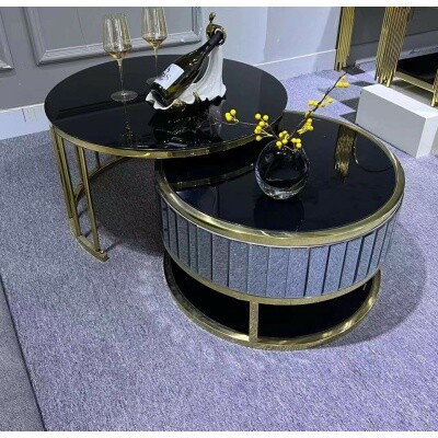 Table Basse Double VIP Noir Doree