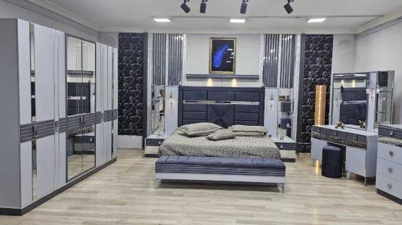 Chambre à Coucher Armoire Eftelya 6 battants 6 pièces Gris