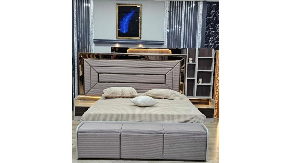 Chambre à Coucher Armoire Anka 6 battants 6 pièces  MARRON GRIS – Image 2