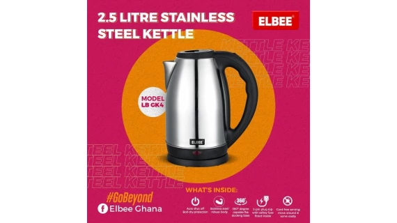 Bouilloire en Acier Inoxydable ELBEE LB GK4 – 2,5 Litres