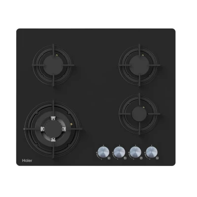 Plaque de cuisson encastrable Haier HOB460FB en noir, avec 4 feux et un design élégant