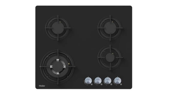Plaque de cuisson encastrable Haier HOB460FB en noir, avec 4 feux et un design élégant