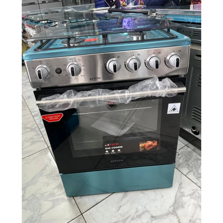 Cuisinière 4 feux Astech dimension 60x60 inox avec minuteur