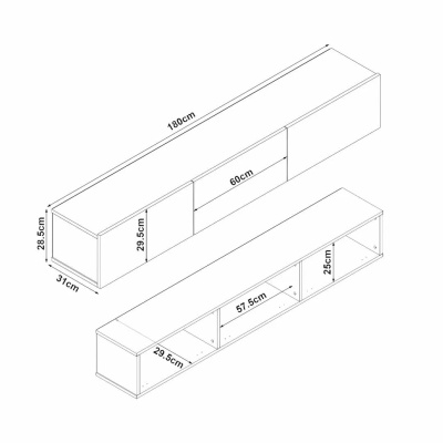 Damla Meuble TV Marbre noir avec lumière led 180CM