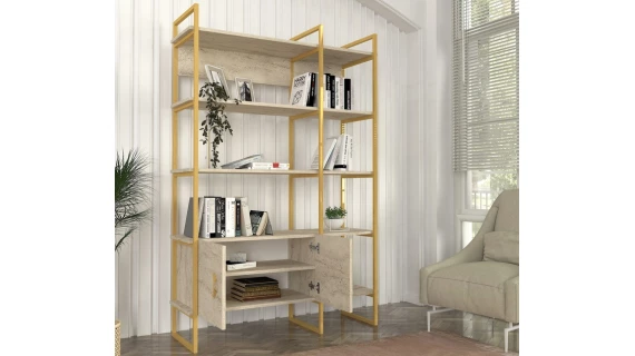 Bibliothèque Santana Iron Bookcase Walnut (modèle R609 BEIGE) - 1800/1200/390  – Image 3