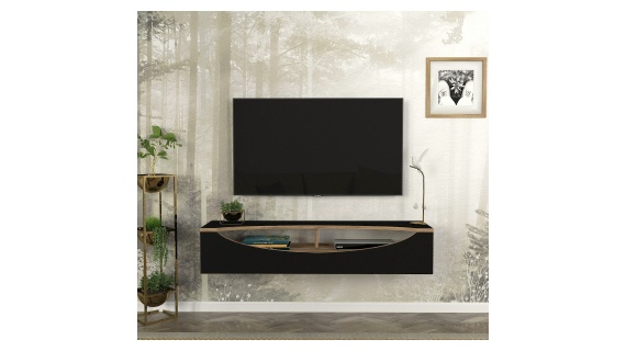Meuble Tv T102 Gieza Tv Stand Black - Atlanticpine