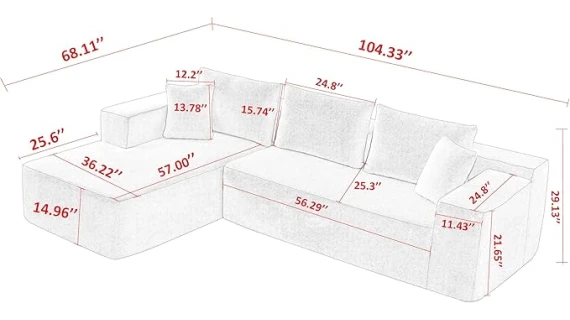Canapé modulable  - Canapé d'angle en laine d'agneau Sherpa - 236*173*58 - BEIGE MARON -5 Places pour le salon, la chambre à coucher, – Image 7