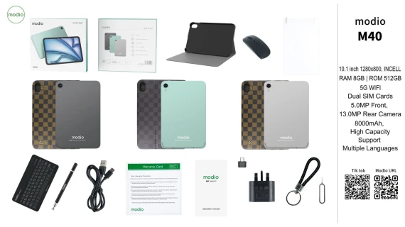 Tablette Pc, Modio M40 10.1 pouce 8GB RAM+512GB ROM Clavier et souris avec pochette dual sim – Image 5