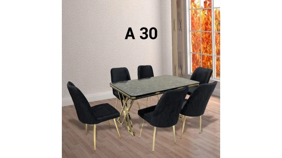 Table à Manger 6 Places 80×140 cm Métal Noir A30