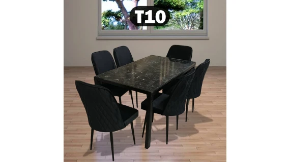 Table à Manger 6 Places 80×140 cm Métal Noir T10