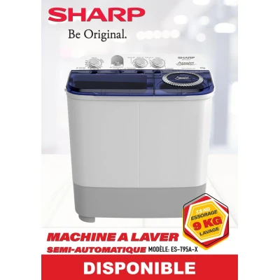 Machine SHARP à Laver Semi-Automatique 9KG / 7,5KG -  ES-T95A-X