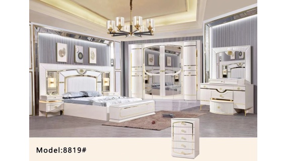 Chambre à Coucher Élégante avec Armoire 6 Portes 8819# – Luxe  Confort