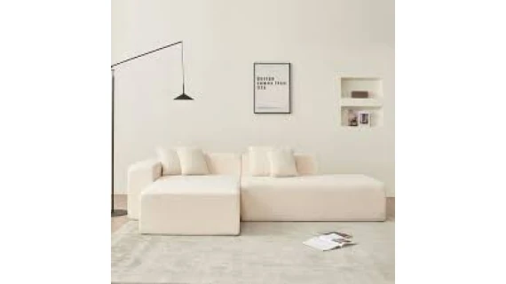 Canapé de salon en forme de L de luxe - BEIGE  MARON - 268*153*56