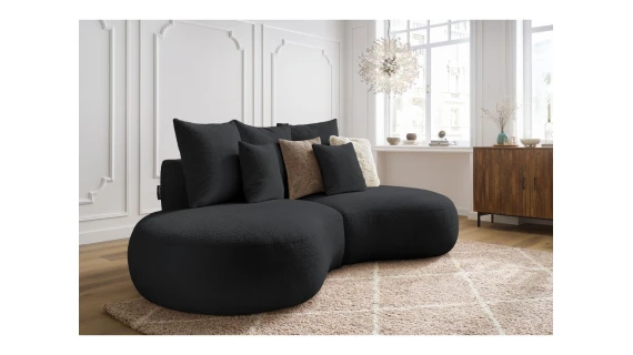 Canapé moderne rond et doux pour le salon mobilier boucle incurvée - NOIR MARON GRIS BEIGE - 303*135*75 - – Image 5