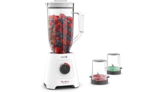 Mixeur Blender Moulinex  2.8 Litres  600 W - Blanc + 2 AccessoireS - LM458127 -