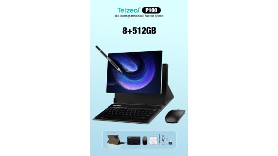 Tablette Telzeal P100 10,1 pouces ,  Wi-Fi 5G  double SIM -  8 Go RAM 512 Go ROM - Batterie haute capacité 8 000 mAh - Clavier et souris sans fil – Image 4