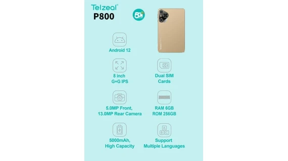 Tablette Telzeal P800 8 pouces -  6 Go RAM 256 Go  ROM, Wi-Fi 5G - Batterie 5000 mAh – Image 2