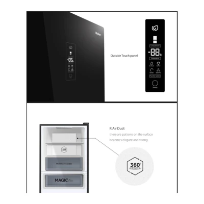 Réfrigérateur Haier Combiné 3 Tiroirs Noir HRF-IVB298VN – Image 4
