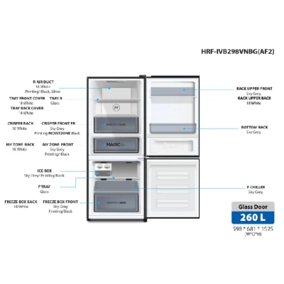 Réfrigérateur Haier Combiné 3 Tiroirs Noir HRF-IVB298VN – Image 6