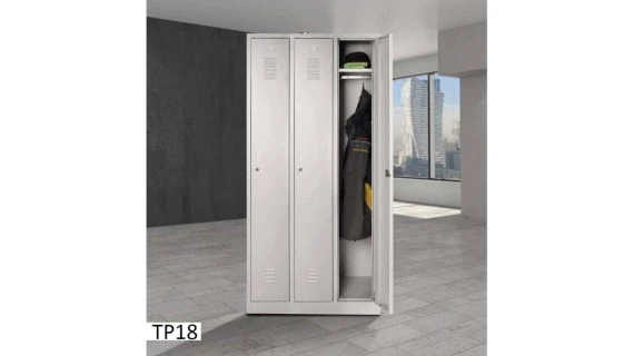 Armoire Métallique TP18 3 Portes Gris – 900 x 350 x 1180 mm