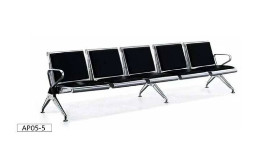Banquette 5 Places AP05-5 – Design Élégant – Couleur Noire – 2850 x 670 x 770 mm