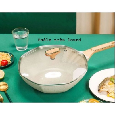 Poêle en Acier Inoxydable 32 cm – Résistante et Ergonomique avec Poignée Anti-Brûlure