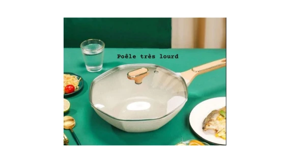 Poêle en Acier Inoxydable 32 cm – Résistante et Ergonomique avec Poignée Anti-Brûlure