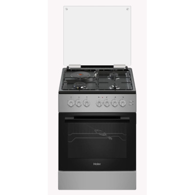 Cuisinière Haier HCR2031EGS – 4 Feux (3 Gaz + 1 Électrique) + Four à Gaz – 60x60 cm – Gris