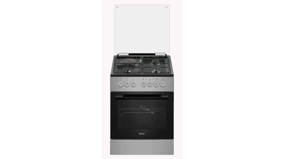 Cuisinière Haier HCR2031EGS – 4 Feux (3 Gaz + 1 Électrique) + Four à Gaz – 60x60 cm – Gris