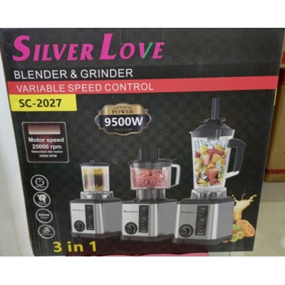 Blender Grinder Silver Love SC-2027 – 9500W – Contrôle de Vitesse Variable – 3 en 1