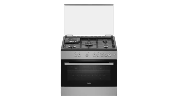 Cuisinière Haier 5 feux HCR6041EGS - 90x60 cm, 4 gaz + 1 électrique, four avec double grill et tournebroche