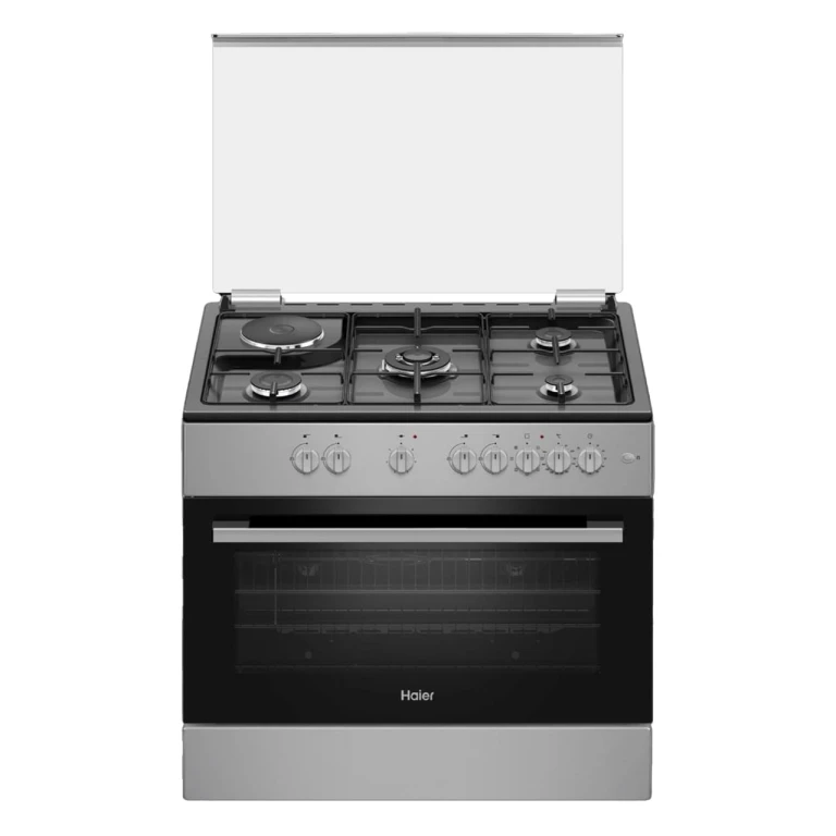 Cuisinière Haier 5 feux HCR6041EGS - 90x60 cm, 4 gaz + 1 électrique, four avec double grill et tournebroche