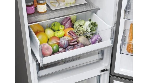 Réfrigérateur Haier HDPW5618DWPK – 350L, No Frost, Distributeur d’eau, 3 Tiroirs, Classe D – Gris – Image 11