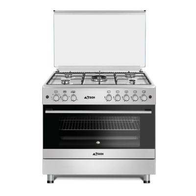Cuisinière ASTECH CK92CRM Inox 90x60 – 5 Feux Gaz + Four à Gaz avec Minuterie et Grill