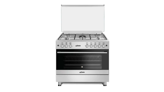 Cuisinière ASTECH CK92CRM Inox 90x60 – 5 Feux Gaz + Four à Gaz avec Minuterie et Grill