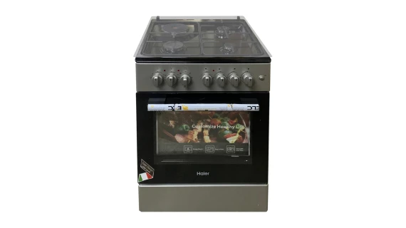 Cuisinière Haier HCR2031EESB – 4 Feux (3 Gaz + 1 Électrique) + Four Électrique – 60x60 cm – Gris Noir