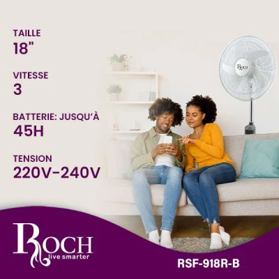 Ventilateur Rechargeable ROCH RSF-918R-B – Image 4