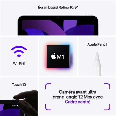 Apple  |  iPad Air 5 – 64Go, 5Go RAM  – Ecran  10.9 pouces – Image 6