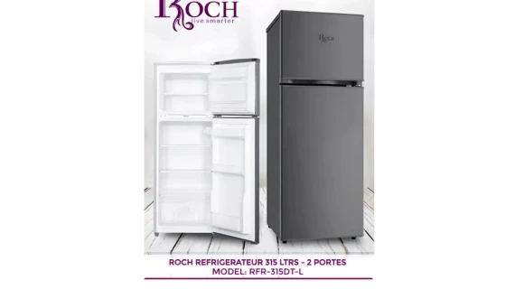 Réfrigérateur Roch RFR-315DTL – 2 Portes – 315L – Tension Universelle – Gris – R600a – Image 2