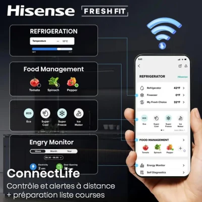 Congélateur/Réfrigérateur Hisense Vertical Combiné 4 Tiroirs NoFrost – FT5K310GSFC – Image 4
