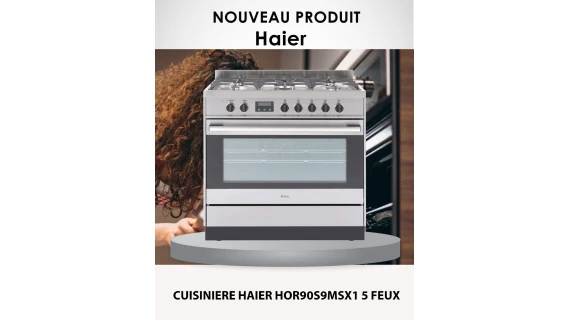 Cuisinière Haier HOR90S9MSX1 – 5 feux à gaz – Inox Premium