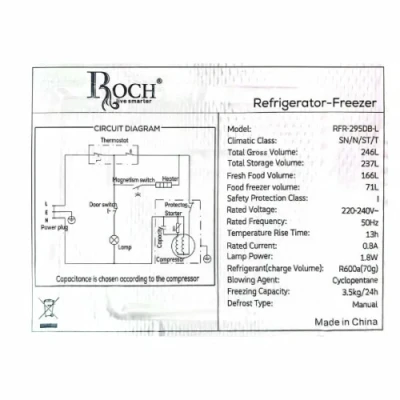 Frigo ROCH Combiné RFR-295DB-L – 295 Litres – Image 6