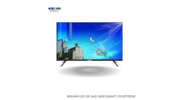 Téléviseur BRUHM LED 55″ UHD – Web Smart OS – BTF-55W – Expérience Visuelle Intelligente et Immersive